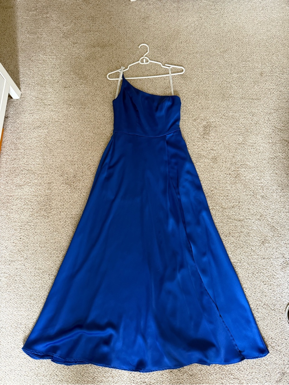 David's Bridal One-Shoulder Royal Blue Evening Gown